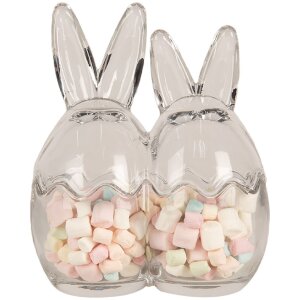 Sticlă de stocare Clayre & Eef cu capac, transparentă 14x8x17 cm, cu ursuleț romantic