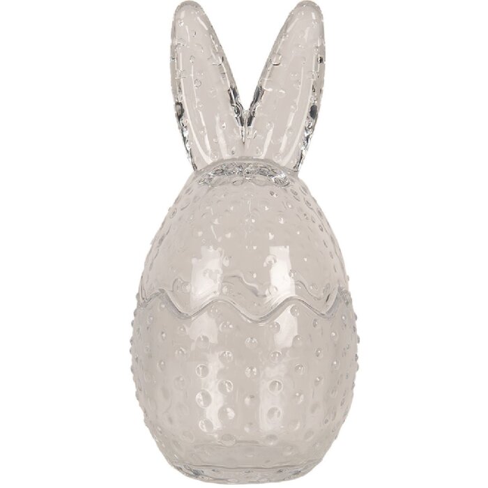 Sticlă de depozitare Clayre & Eef, în formă de iepure, transparentă, Ø 8x17 cm