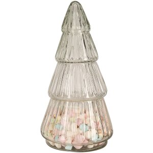 Sticlă de depozitare Clayre & Eef transparentă 11x21 cm, design brad