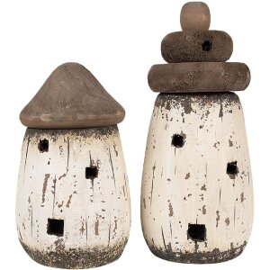 Clayre & Eef 6H2335 Decorațiune far alb maro Ø 11x23 cm