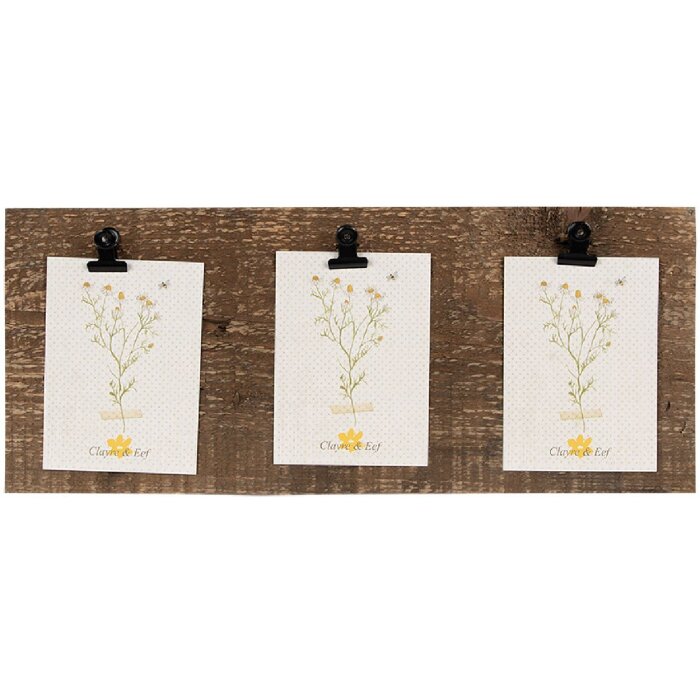 Clayre & Eef 6H2361 Cadru foto 3 cleme 36x3x15 cm în maro