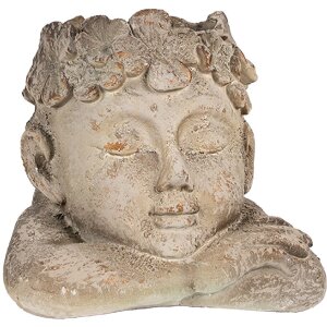 Clayre & Eef 6MG0038 Blumentopf Kopf 20x20x19 cm Grau...