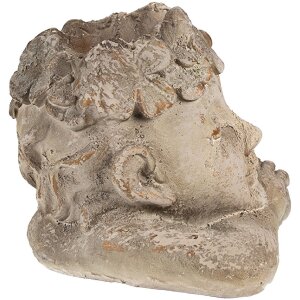 Vază de flori cu formă de cap, gri-bănuț, Clayre & Eef