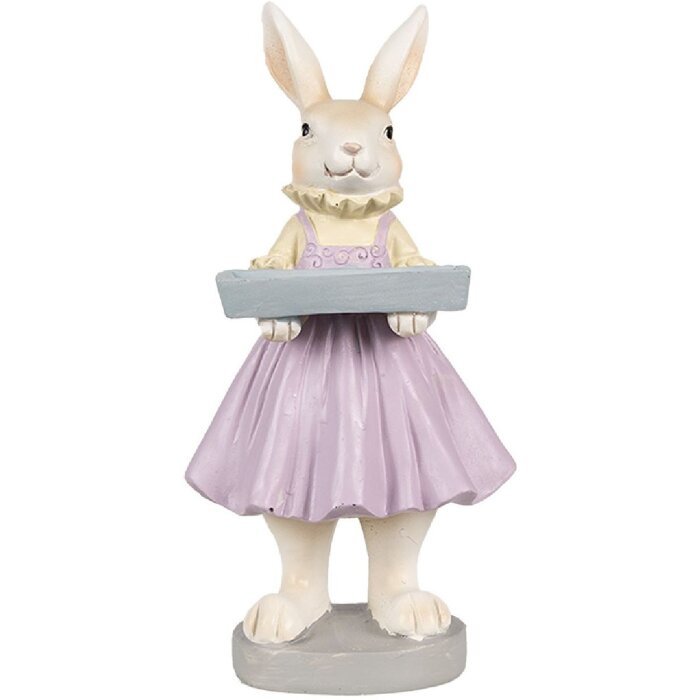 Clayre & Eef 6PR4011 Deko-Kaninchen Braun Violett 10x8x20 cm