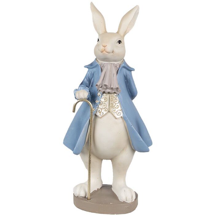 Clayre & Eef 6PR4017 Deko-Kaninchen Beige Blau 12x9x26 cm