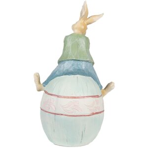 Clayre & Eef 6PR4029 Deko Kaninchen Braun Blau 15x12x25 cm