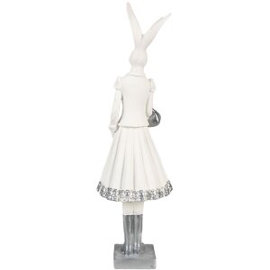 Clayre & Eef 6PR4037 Deko-Kaninchen Weiß 10x9x32 cm Polyresin Modern
