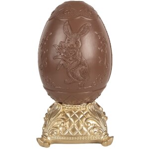 Clayre & Eef 6PR4105 Ou decorativ Brown Gold Rabbit Relief 14x14x25 cm