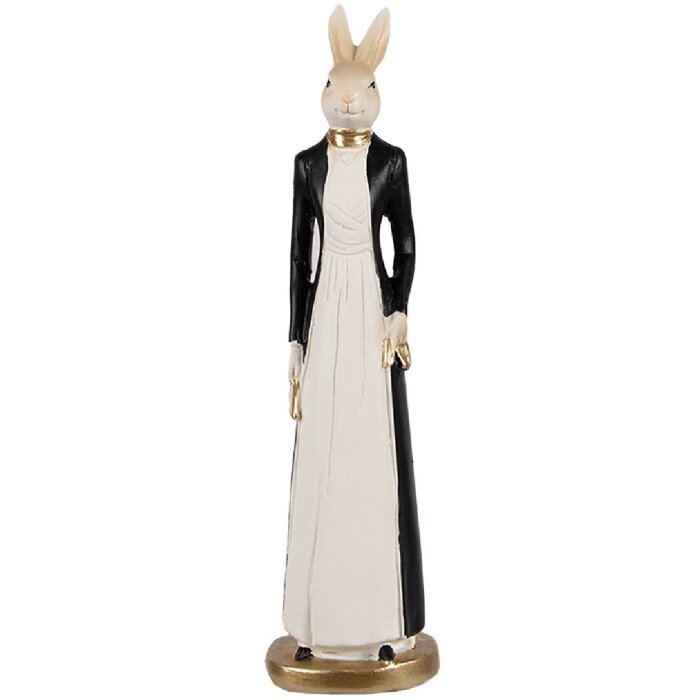 Clayre & Eef 6PR4127 Decorațiune iepure alb negru 5x5x20 cm