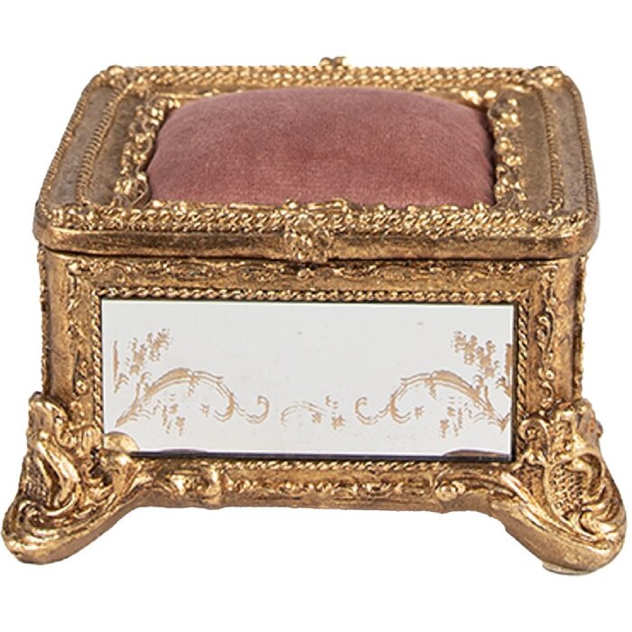 Coș de bijuterii Clayre & Eef auriu, 12x12x7 cm, design clasic