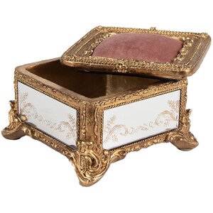 Coș de bijuterii Clayre & Eef auriu, 12x12x7 cm, design clasic