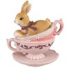 Clayre & Eef 6PR4986 Deko Kaninchen in Tasse 9x7x9 cm Braun Rosa
