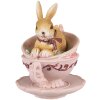Clayre & Eef 6PR4986 Deko Kaninchen in Tasse 9x7x9 cm Braun Rosa