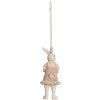 Clayre & Eef 6PR4988 Deko-Hänger Kaninchen 4x4x10 cm Weiß Rosa