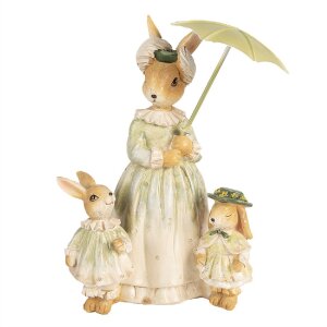 Clayre & Eef 6PR5023 Kaninchen mit Regenschirm Deko...