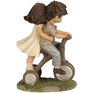 Figurină decorativă copii pe bicicletă, maro, 10x6x14 cm – Clayre & Eef