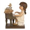 Figură decorativă copil cu pian Clayre & Eef, maro, 10x6x10 cm