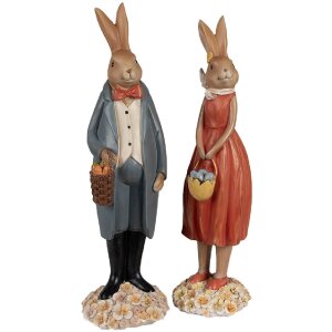 Clayre & Eef 6PR5037 Iepure decorativ maro gri 10x9x34 cm stil rural