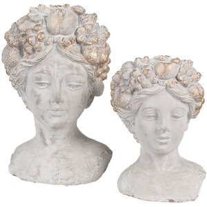 Vază pentru plante gri vintage Clayre & Eef 14x14x22 cm