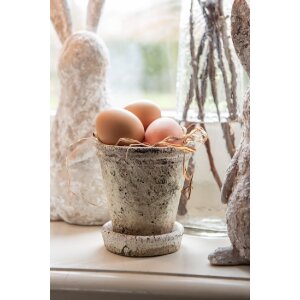 Clayre & Eef 6TE0503M Ghiveci de flori bej Ø11x12cm Piatră stil țară