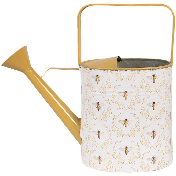 Cană de gătit Clayre & Eef, stil landhaus, albă cu detalii galbene, 33x12x32 cm