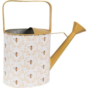 Cană de gătit Clayre & Eef, stil landhaus, albă cu detalii galbene, 33x12x32 cm