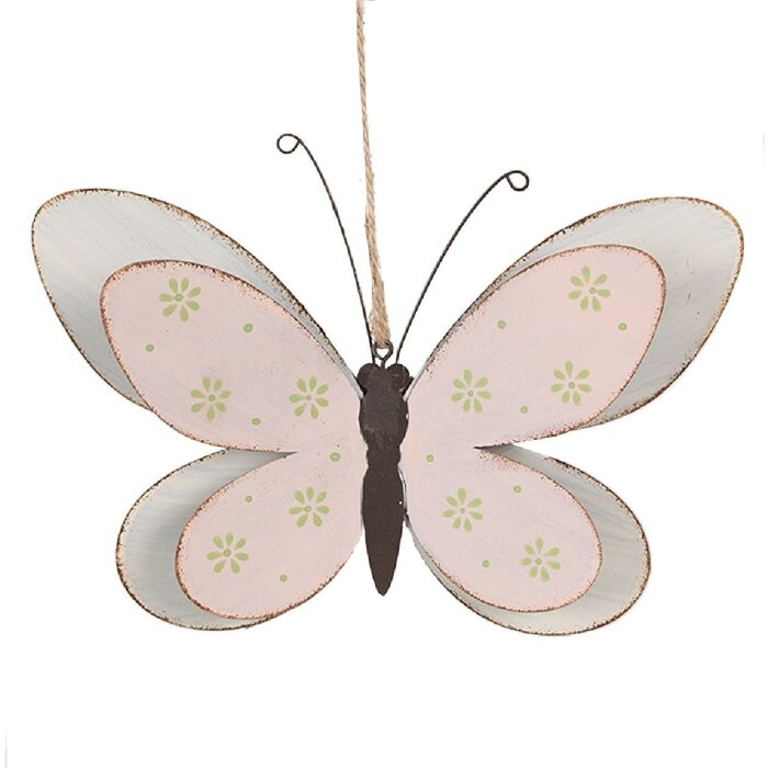 Clayre & Eef 6Y5578M Schmetterling Deko-Anhänger Rosa 22x4x14 cm