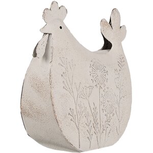 Clayre & Eef 6Y5579 Deko Huhn 15x6x14 cm Weiß Ländlicher Charme