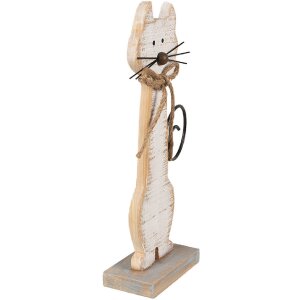 Clayre & Eef 6Y5594 Dekoration Katze 21x8x38 cm Weiß