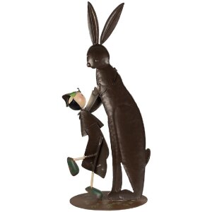 Figură decorative de iepure alb, stil rural, 25x13x57 cm