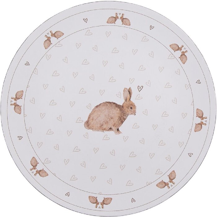 Clayre & Eef BSLC85 Unterteller Weiß Braun 33 cm Kunststoff Häschen-Motiv