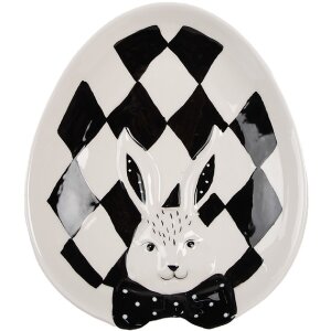 Clayre & Eef CBDP Kleiner Teller Weiß Schwarz...