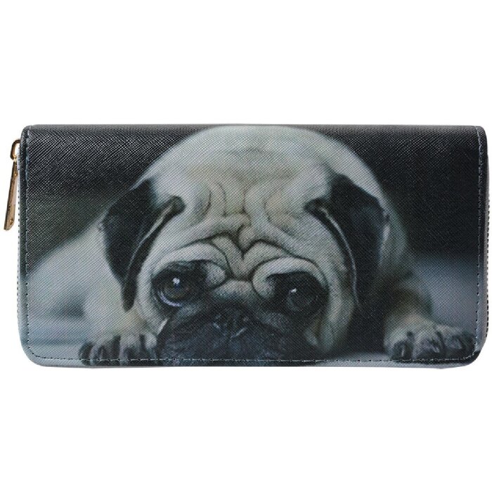 Juleeze JZWA0199 Portemonnaie Pug Print Grau 19x10cm