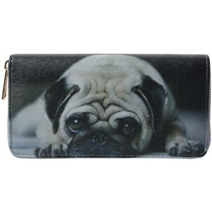Juleeze JZWA0199 Portemonnaie Pug Print Grau 19x10cm