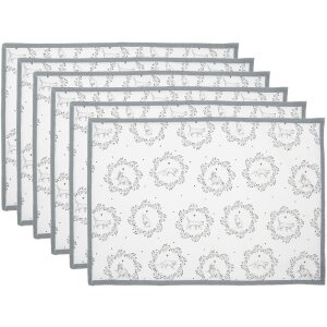 Clayre & Eef LGC40 Tischset 6er Weiß/Grau...