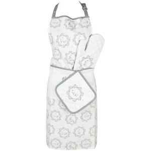 Clayre & Eef LGC45 Topflappen Katzenmotiv 20x20cm Weiß Grau