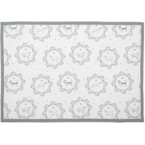 Clayre & Eef LGD40 Set de 6 fețe de masă alb/gri cu...