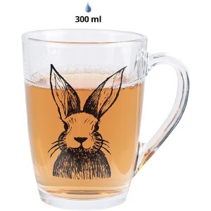 Clayre & Eef RAEGL0002 Teeglas Hase Transparent 300ml...