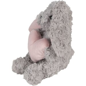 Clayre & Eef TW0603 Iepure de pluș gri cu inimă 14x15x20cm