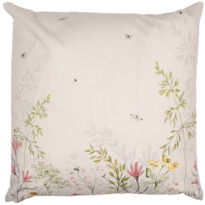 Clayre & Eef WFF22 Husă de pernă Flora & Fauna 45x45 Bej Verde