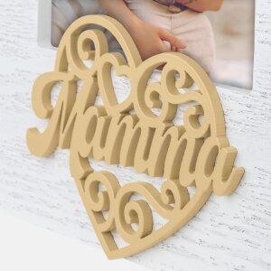 Rama foto din lemn Beatrice IT 10x15 cm, formă inimă cu „Mamma”