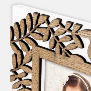 ZEP Fotorahmen Michela Holz Kommunion 10x15 cm mit Laub- und Kreuzmuster