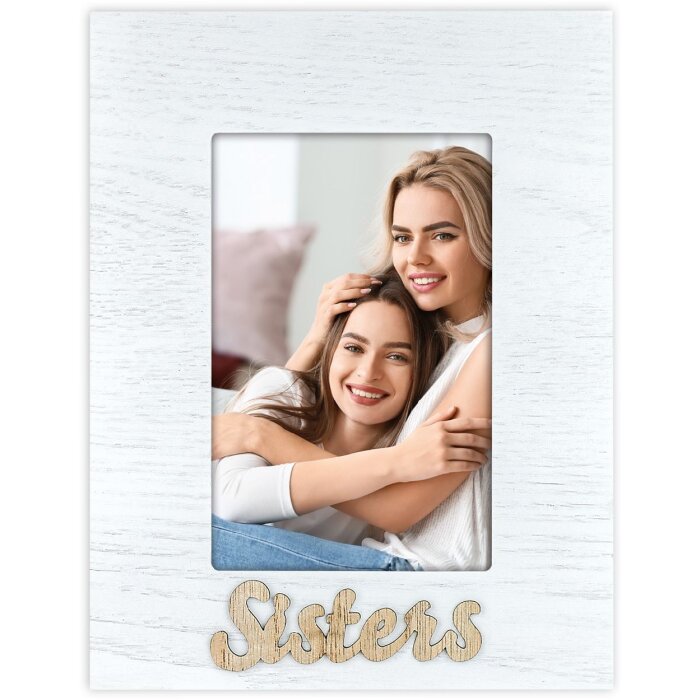 ZEP Holz-Fotorahmen Lilly 10x15 cm weiß Aufsteller Sisters Schriftzug