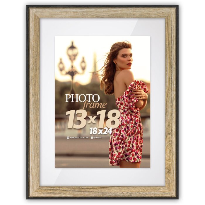 ZEP MDF-Fotorahmen Roma creme 20x30 cm mit Passepartout 15x20 cm