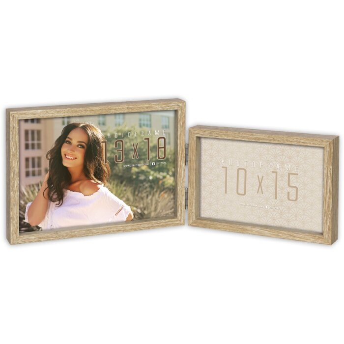 ZEP Basilea Ramă Foto Dublă Lemn Natur 36x14.5cm 10x15/13x18