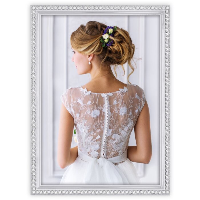 Ramă Foto ZEP Metall Tosca 13x18 cm Argintie cu Pietre Decorative