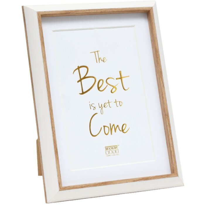 Deknudt S46WG1 Bilderrahmen Weiß Naturkante 15x20cm mit Passepartout