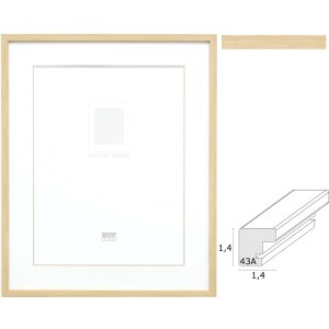 Deknudt S43AH1 Bilderrahmen Naturholzfarbe mit Passepartout 15x20 cm bis 40x50 cm