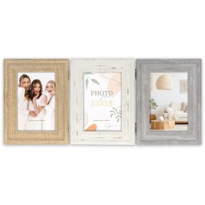 ZEP Imperia Doppelrahmen Rustikal 3 Fotos 10x15 cm und 13x18 cm Vintage-Look