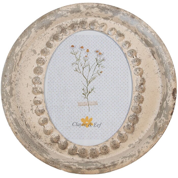 Clayre & Eef Bilderrahmen 18x24 cm Beige Eisen Glas Oval Vintage